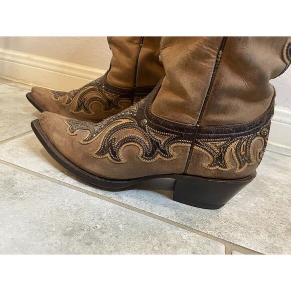 "Corral Women Style G1185 Brown & Dark Brown Embroidered Cowboy Boots 8" - Picture 6 of 16